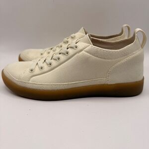Vionic Winny Knit Ivory Cream Lace Up Slip-on Sneakers Womens 8 Wide Gum Sole